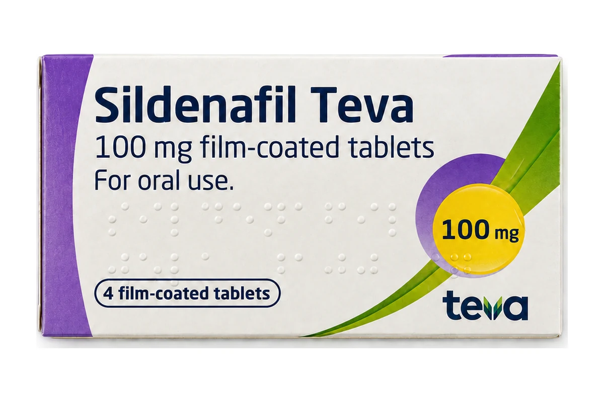 Sildenafil Teva 100 mg film-coated tablets - 4 tablet pack