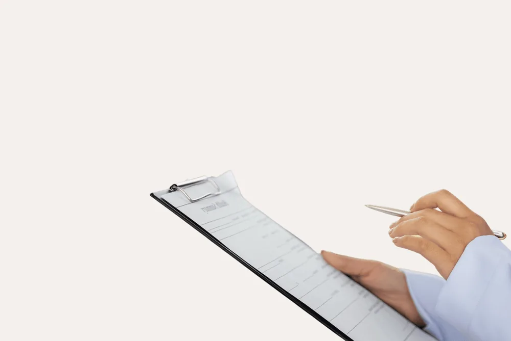 A clinician reviewing a patient consultation